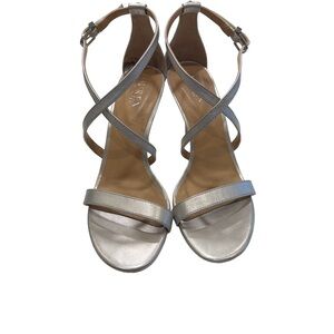 Coach Strappy High Heel Sandals Silver Sz 8.5 B EUC
